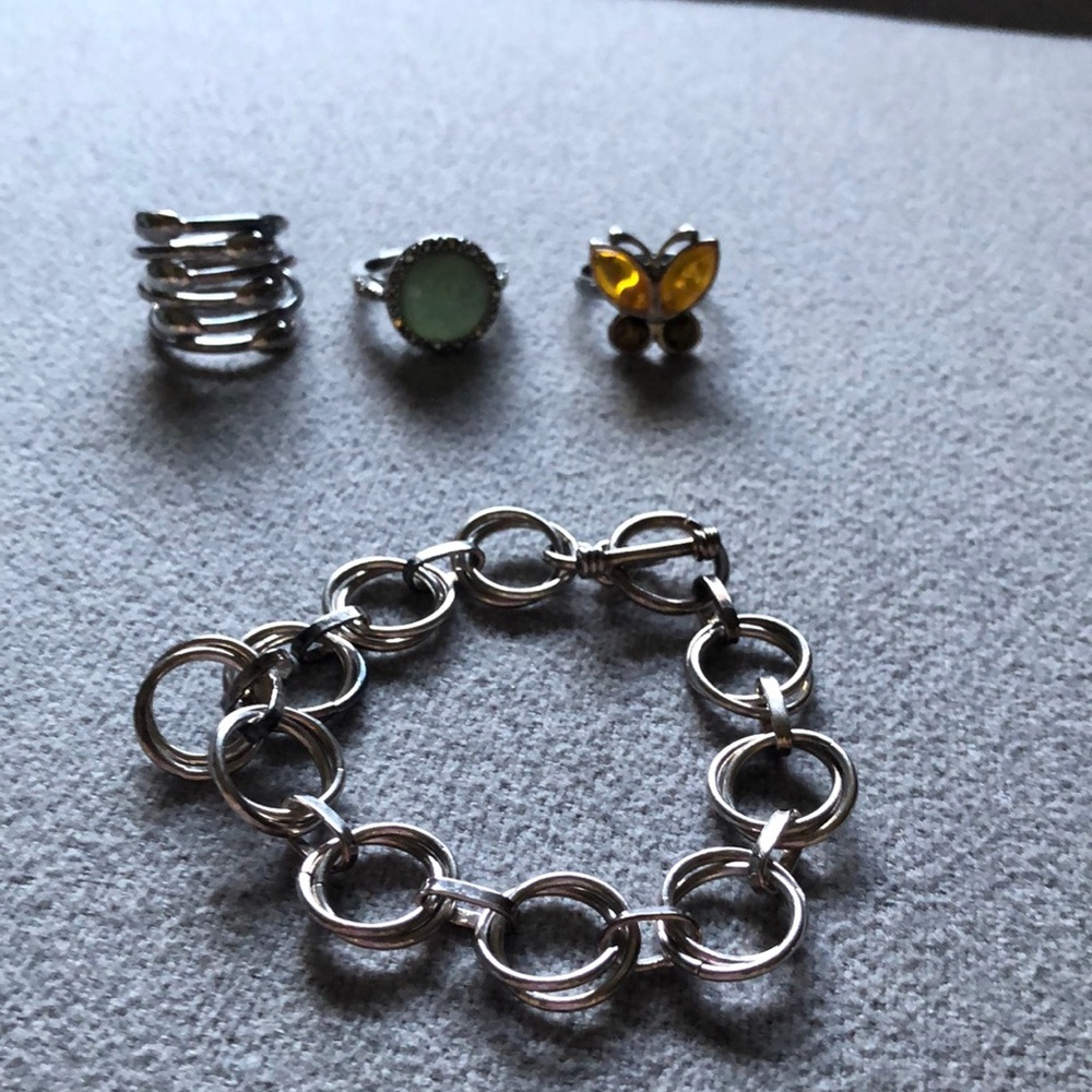 Sterling Silver Rings and Toggle Bracelet Bundle